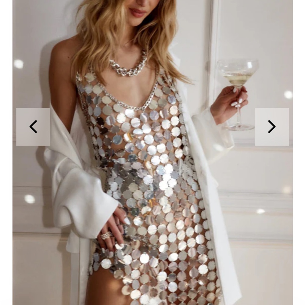 12th Tribe Silver Sequin Dress